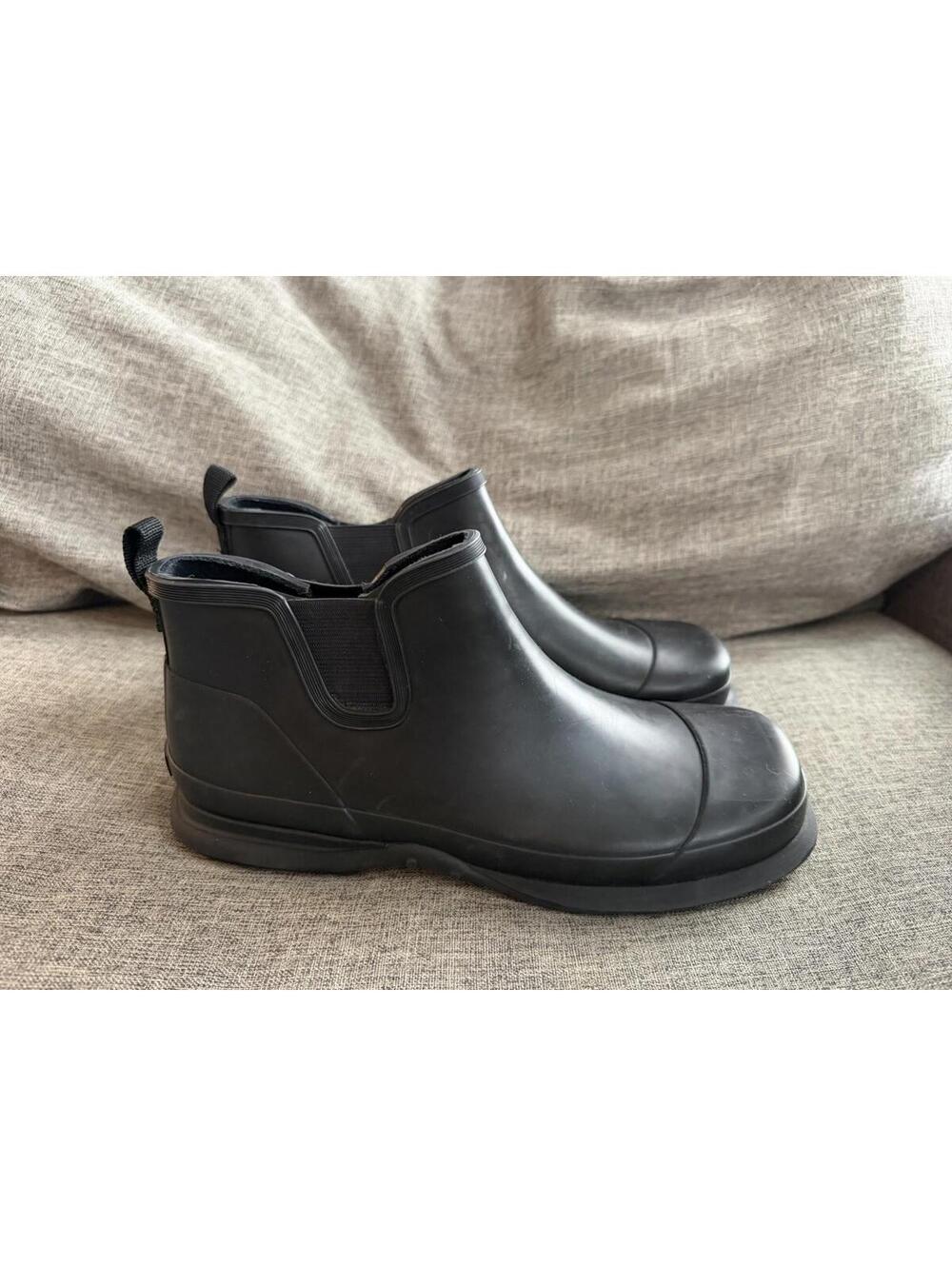 Eddie Bauer Rubber Chelsea Boots Womens Size 10 Black Pull On Rain Shoes